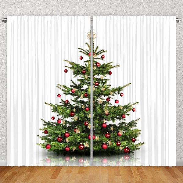 Foto Vorhang Gardine mit verdeckter Schlaufe oder Kräuselband, Weihnachtsbaum