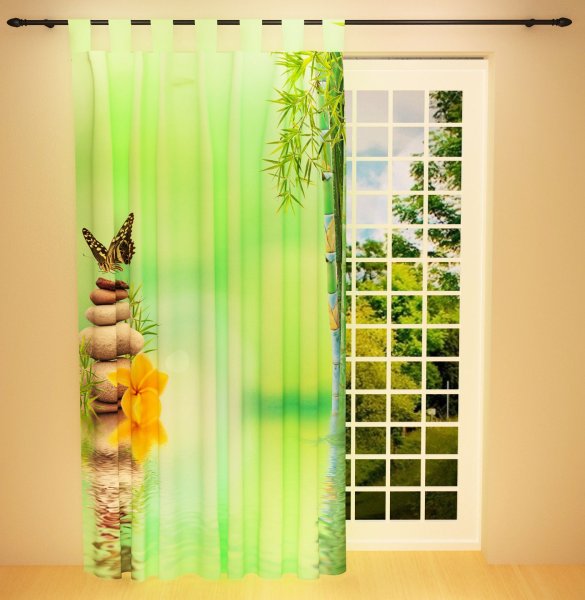 Foto Schlaufenschal Vorhang Gardine "Bambus und Steine"