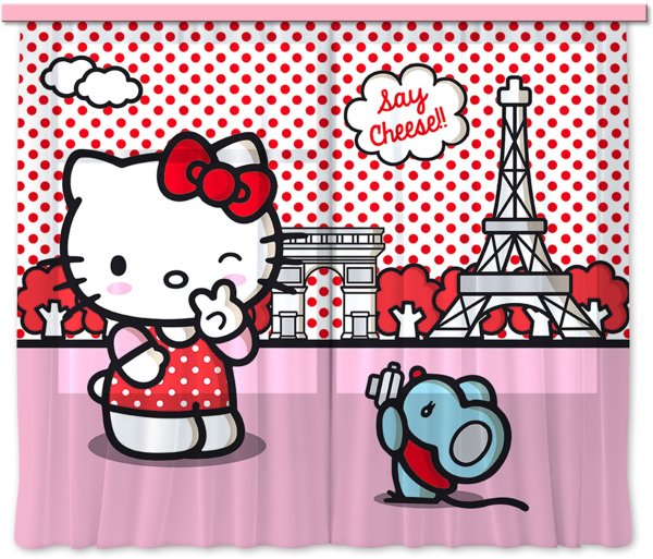 "Hello Kitty" Kinder Foto Vorhang Gardine 180x160cm