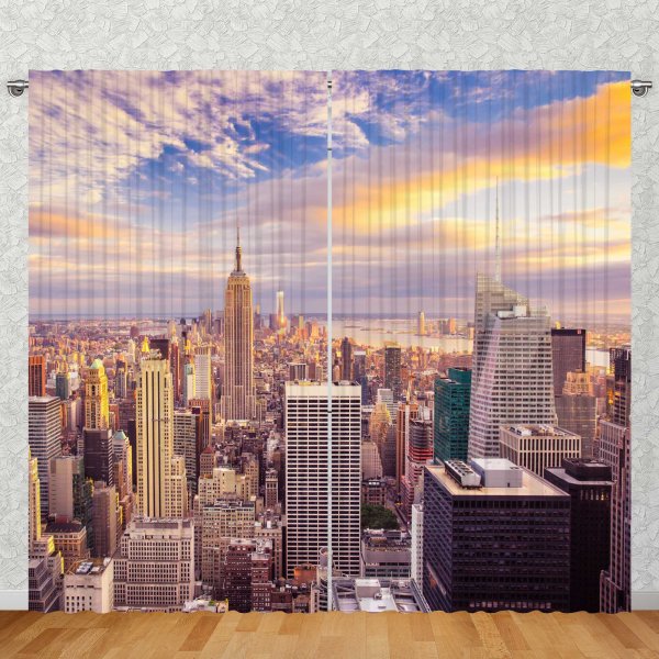 Foto Vorhang Gardine mit verdeckter Schlaufe oder Kräuselband, New York Skyline