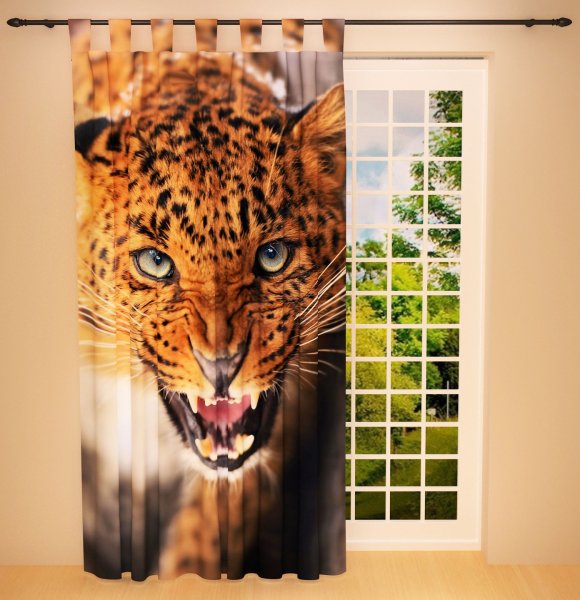 Foto Schlaufenschal Vorhang Gardine Kinderzimmer "Leopard"